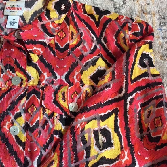 GORGEOUS RUBY RD FAVORITES LINEN BLEND SHIRT! - Picture 3 of 8